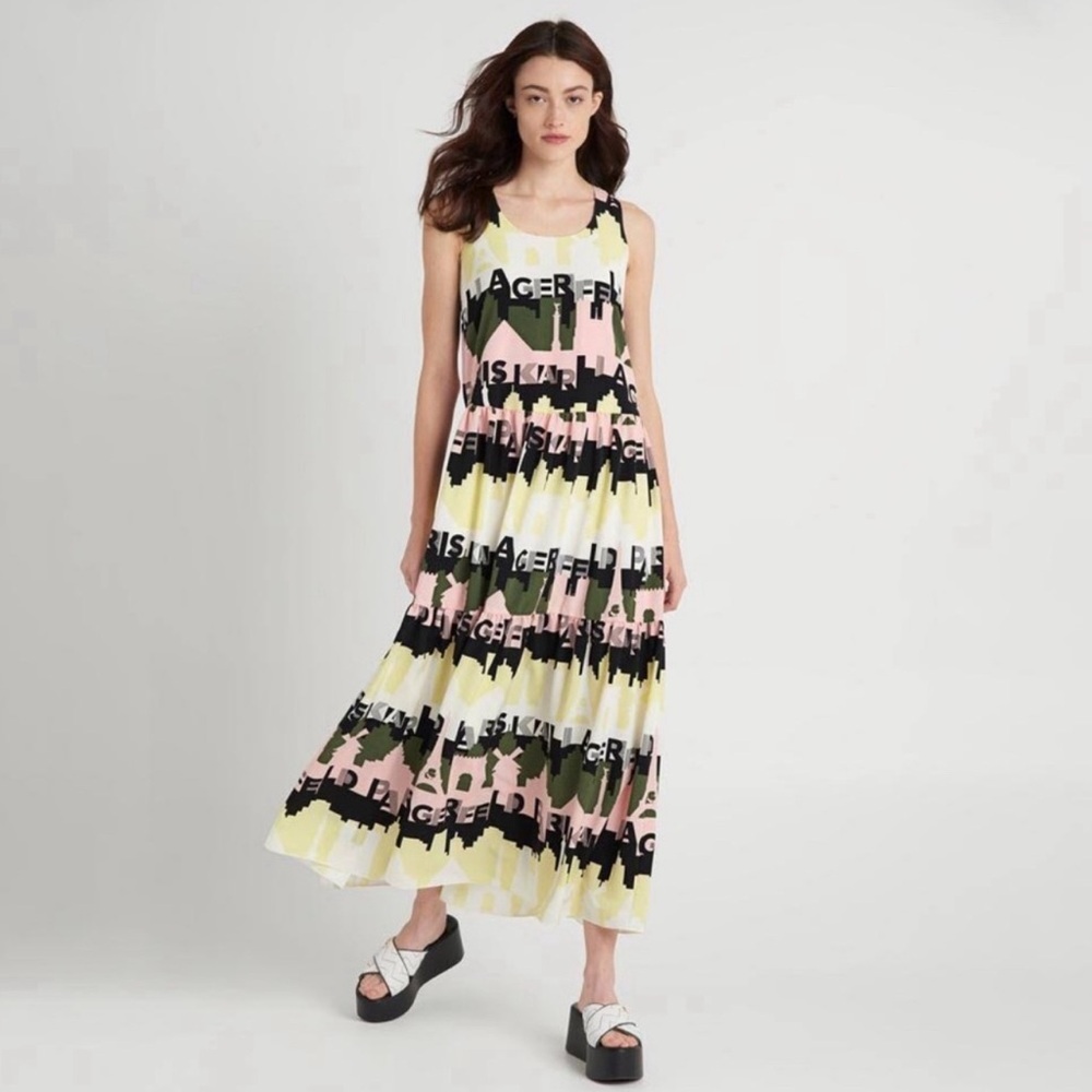KARL LAGERFELD PARIS PRINTED MAXI DRESS
